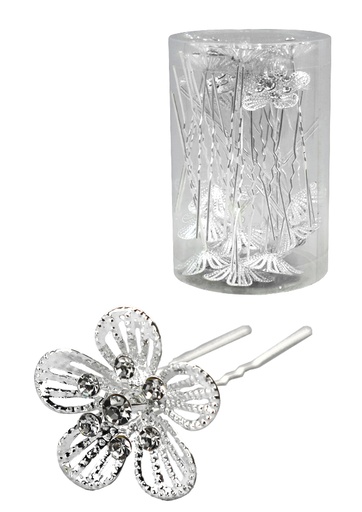 [MG07675] Stone Hair Pin (20/jar) #7675 Silver -jar