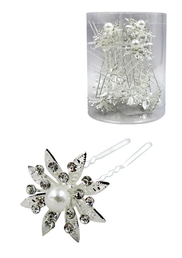 [MG96729] Stone Hair Pin (20/jar) #6729 Silver - jar