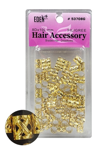 [EDN53704] EDEN Blister (8x10mm) Flligree Tube -Gold #53708G -pc