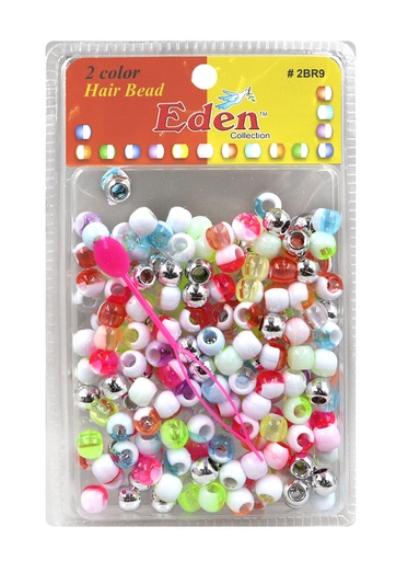 [EDN27979] Eden 2Color MEDIUM Round Bead (Clear/Assrt/Silver) #BR9-W/CMS -pk