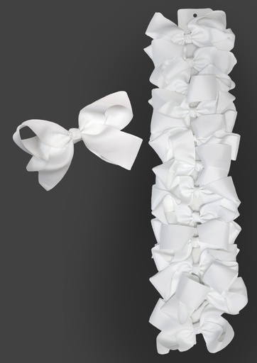 [MG97652] Magic Gold Hair Ribbon w/Clip (White /12 pc/dz) #MG97652 -dz