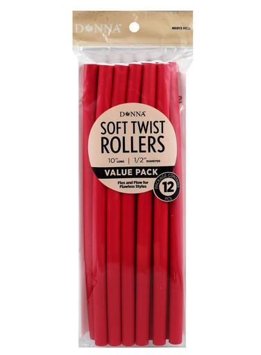 [DON06913] Donna Soft Twist Rollers 10" #6913 Red -pc