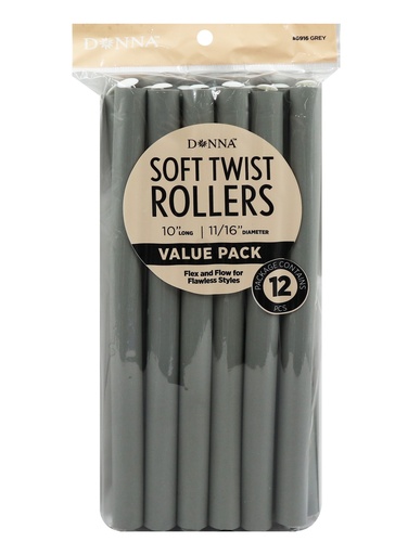 [DON06916] Donna Soft Twist Rollers 10" #6916 Gray - pc