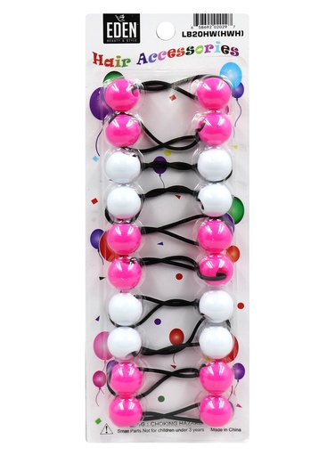 [LB20HW[HWH]] Eden 20mm Hair Ball -Pink/White #LB20HW[HWH] -pk