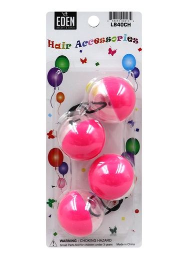 [EDN04013] Eden 2 color 40mm Hair Ball -Clear & Hot Pink #LB40CH -pk