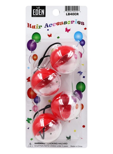 [EDN04019] Eden 2 color 40mm Hair Ball -Clear & Red #LB40CR -pk