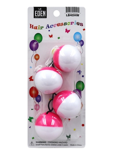 [EDN04029] Eden 2 color 40mm Hair Ball -Hot Pint & White #LB40HW -pk
