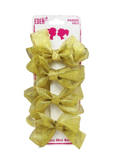 [EDN64602] Eden Mini Bow Hair Accessory #64602 Gold (4 pcs/pk) -dz