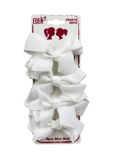 [EDN64610] Eden Mini Bow Hair Accessory #64610 White (4 pcs/pk) -dz