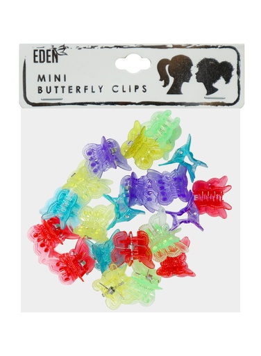 [EDN68105] Eden Mini Buterfly Clips #68105CM Clear Asst -dz