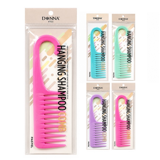 [DON07522] Donna Hanging Shampoo Comb -4 Pastel Color Asst #7522 (12 pc) -dz
