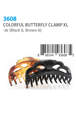 [MG93608] Colorful Butterfly Clamp XL #3608 -dz (BK 6, BR 6)