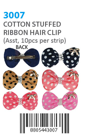 Cotton Stuffed Ribbon Hair Clip (10pcs/strip) #3007 - strip