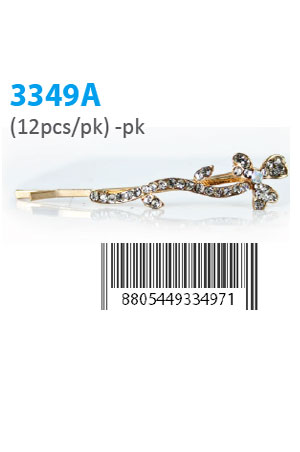 [MG33497] Design Stone Hair Pin (12 pairs /pk) #3349A -pk (Flower)