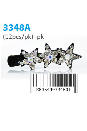 [MG33480] Design Stone Hair Pin Clip (12 pcs/pk) #3348A -pk