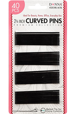[DON00232] Donna 40 Curved Pins (2 3/4")-Black#232-dz