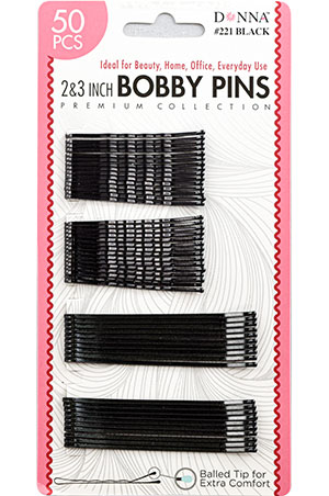 [DON00221] Donna 50 Assorted Bobby Pins (2"+3")-Black#221-dz