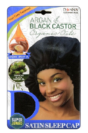 [DON22616] Donna Argan Sleep Cap #22616 Super Jumbo Black -dz
