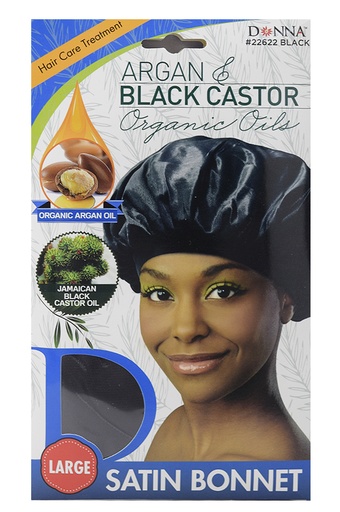 [DON22622] Donna Black Castor(L) Satin Bonnet #22622 Black - dz