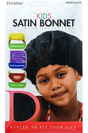 [DON11212] Donna Kids Satin Bonnet #11212( Black)-dz