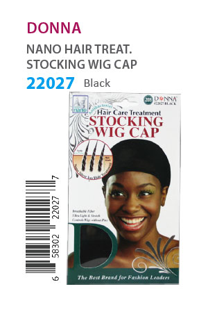 [DON22027] Donna Nano Hair Treat. Stocking Wig Cap #22027 Black - dz