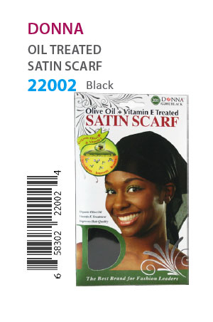 [DON22002] Donna Oil Treated Satin Scarf #22002 Black - dz
