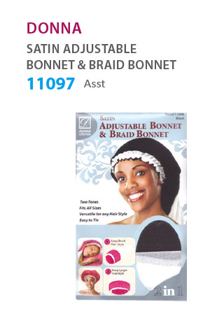 [DON11097] Donna Satin Adjustable Bonnet & Braid Bonnet #11097(Mix)- Dz