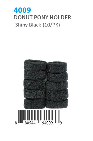 [MG94009] Donut Ponytail Holder #4009 Shiny Black  (10/pk)