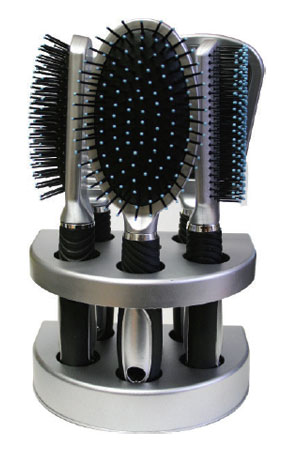 [MG90205] Doo-Oh 5pcs Hair Brush Set w/ Stand #0205 Silver