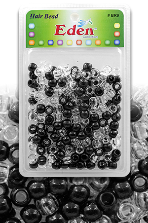 [EDN28907] Eden  XLG Blister Med Round Bead -Black&Clear #BR9BC -pk
