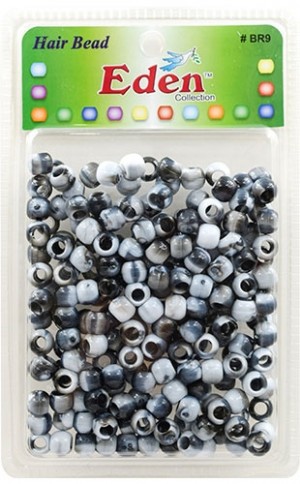 [BR9WBK] Eden 2 Tone XLG Blister Med Round Bead-Black#BR9-WBK-pk