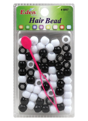 [EDN27701A] Eden Big Blister Round Bead -Black & White #BR7BW -pk