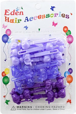[EDN58301E] Eden Bow Tie Hair Barrette-Purple Asst#TB-PUR-6(PM)-pk