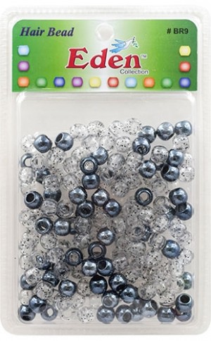 [WR9TBLA] Eden Metalic XLG Blister Med Round Bead-Black#BR9-TBLA-pk