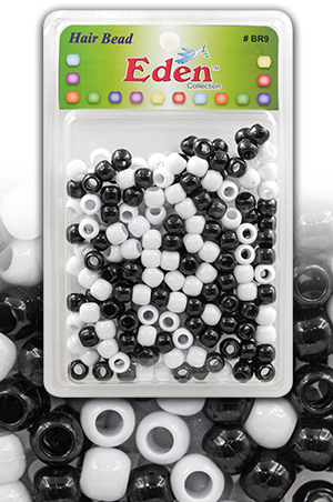 [BR9BW] Eden XLG Blister Med Round Bead-Black/White#BR9BW-pk