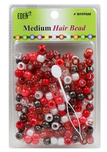 [BR9RBM] Eden XLG Blister Medium Round Bead -Red/Burgundy Mx #BR9RBM -pk