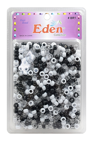 [EDN22129] Eden Small Round Bead -Black/Clear/White #BR1M3 -pk