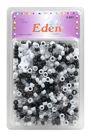 Eden XLG Blister Round Bead-Black/Clear/White #BR1-M3-pk