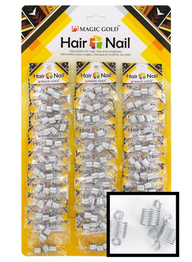 [MG96992] Magic Gold Hair & Nail Ring Bead #CX6994 (36pk) Silver -pk
