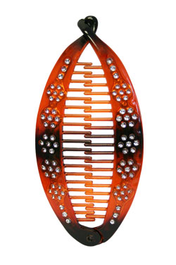 [MG91935] Fish Comb w/ Stone #1935 Brown -dz