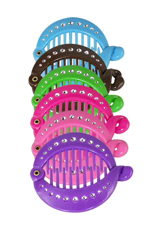[MG23528] Fish Comb w/ Stone #2352 Black - dz